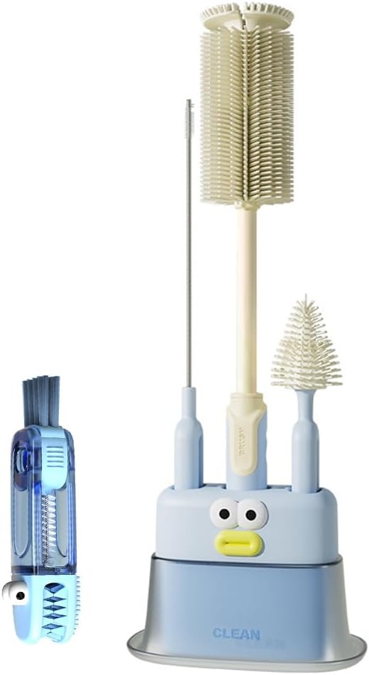 Baby Bottle Brush Set, 5 in 1 Bottle Cleaner Brush Kit, Silicone Bottle Brush