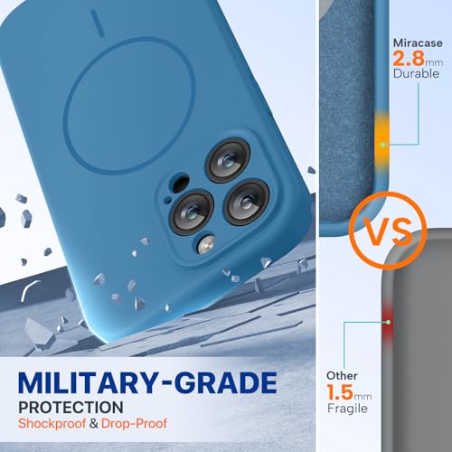 Image of Miracase Magnetic for iPhone 14 Pro Max Case, [Soft Anti-Scratch Microfiber Lining], Compatible with MagSafe, Silicone Shockproof Protection Phone Case for iPhone 14 Pro Max,Capri Blue