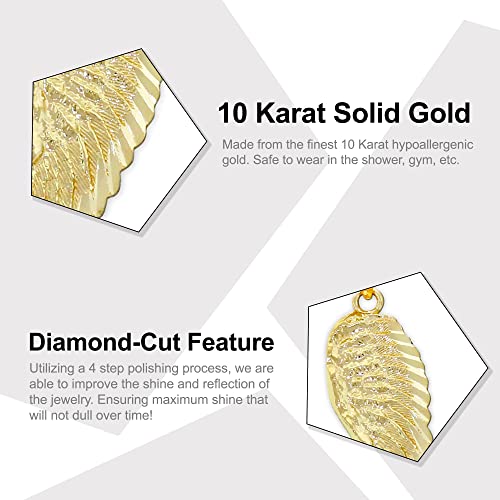 Gold Diamond-cut Angel Wing Charm - 10 Karat Solid Gold - Angel Wing Pendant - Angel Wing Jewelry2
