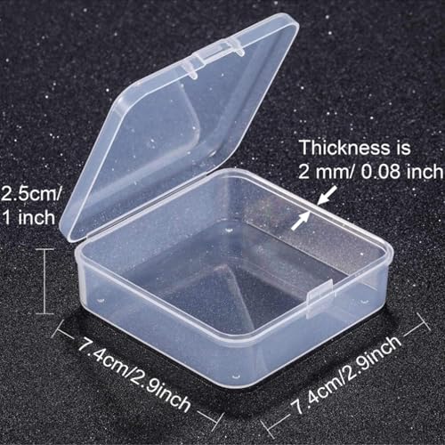 Image of Jetec 18 Pieces Mini Plastic Clear Beads Storage Containers Box for Collecting Small Items, Beads, Jewelry, Business Cards, Game Pieces, Crafts (2.9 x 2.9 x 1 Inch)