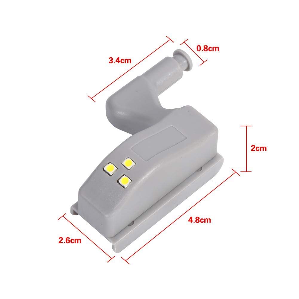 Hinge LED Sensorlamp – 10 Stuks, Scharniergeactiveerd, 3 LED’s, 4,8 Cm, Batterij, Voor Kasten, Kledingkasten En Keukenkastjes – Automatisch Aan Bij Openen