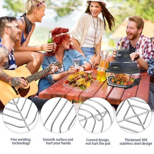HAIWILL Ersatz Airfryer Grillrost Edelstahl für Ninja CRISPi Glasbehälter 3,8L, Gitterstöpsel kompatibel mit Ninja Crispi Airfryer Zubehör, Spülmaschinengeeignet