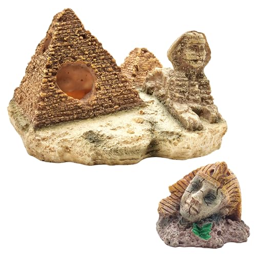 Image of M2cbridge Aquarium Decor Castle Shipwreck Ornament Underwater Landscape(Egyptian Pyramid + Pharaoh)