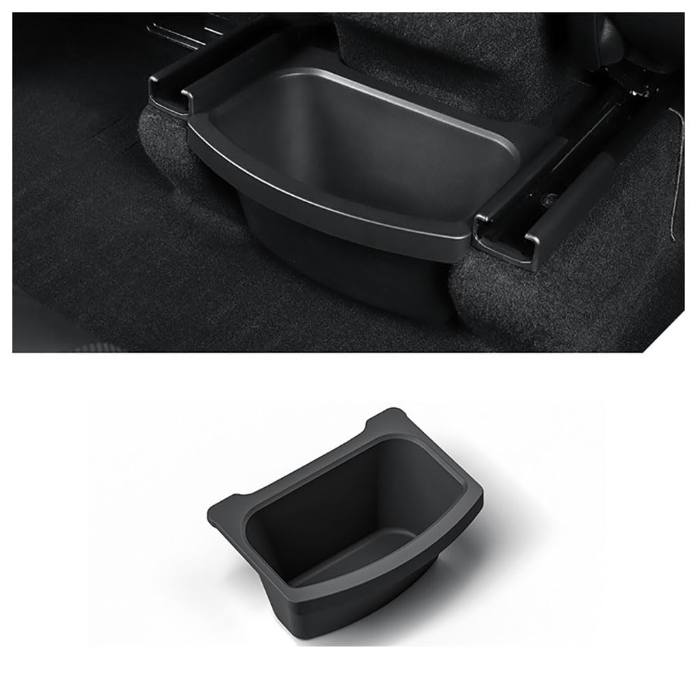 STAMOO For Tesla Model Y Juniper 2025 Rear Seat Storage Box Organizer Center Console Bins Backseat Trash Can Garbage Bag Under Seat Tray Accessories