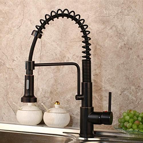 Robinet de cuisine mitigeur noir et chromé avec douchette