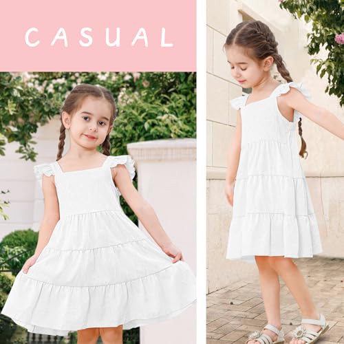 Toddler Baby Girls Dress Sleeveless Ruffle Baby Girls Summer Dress Casual Solid Floral Little Kid Boho Beach Sundress4