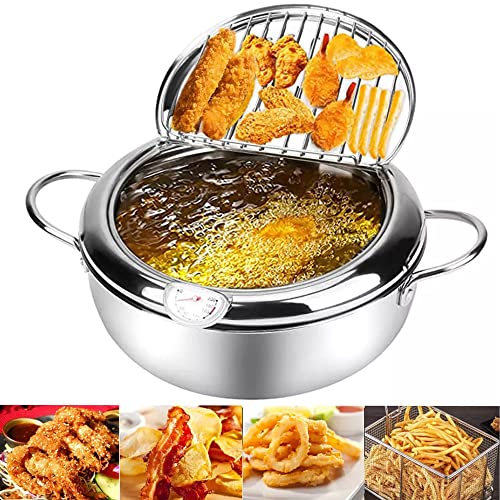 2.2L Stainless Steel Deep Frying Pot with Thermometer