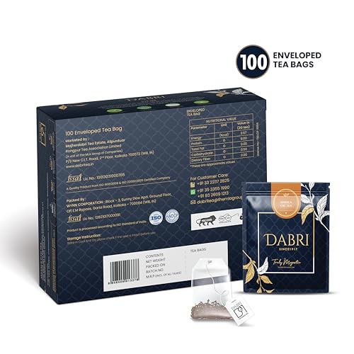 Image of Dabri Masala Tea Premium 100 Double Chamber Dip Tea Bags|Premium Chai Patti Powder with Natural Spices|Natural & Aromatic Blend|Masala Kadak Chai|Boosts Immunity & Increases Energy Levels