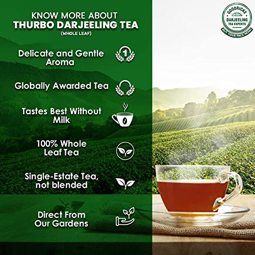 Image of GOODRICKE Thurbo Darjeeling Tea - 100gm (Pack of 1) | 100% Pure & Original Single Estate Whole Leaf Tea | Premium Black Long Loose Tea Leaves with Rich Taste