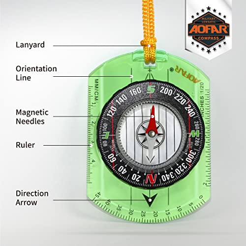 Aofar Orienteering Compass Af-362 For Hiking, Boy Scout Compass For Kids, Professional Field Compass For Map Reading,Navigation And Survival Lightweight #TOP1