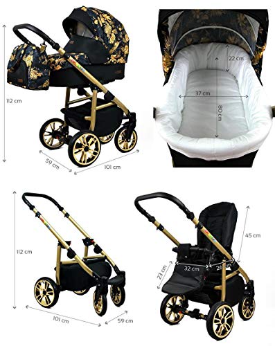 Kinderwagen 3 in 1 complete set met autostoeltje Isofix babybad babydrager Buggy Colorlux Gold van ChillyKids Albion… - Afbeelding 4