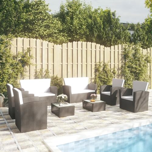 HOMELEN Juego de 8 muebles de jardín con cojines de poliratán negro, juego de muebles de jardín, muebles de balcón, juegos de entretenimiento, balcón, sofá, salón, adecuado para jardines y terrazas