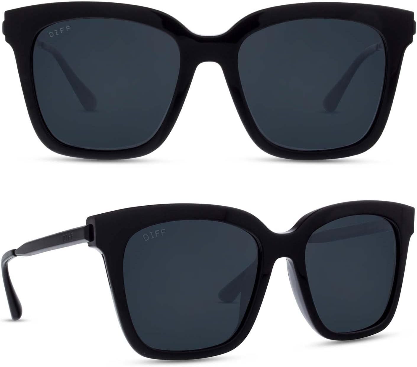 Bella Designer Square Oversized Sunglasses for Women 100% UVA/UVB, Black + Grey Polarized, Black + Grey Polarized, Oversized