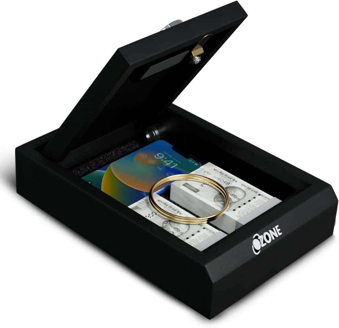 Ozone 2.28 Litres Personal Small Portable Drawer Electronic Security Safe locker for home office With Pincode - Black