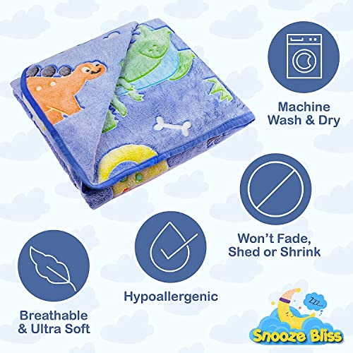 Image of Glow in The Dark Blanket Gifts for Toddler Kids Teen Girls| 200cm x 150cm |Bedroom Decor, Lightweight Throw Blankets|Soft Cozy Fluffy Luminous Throw Blanket - Blue Dino - 2