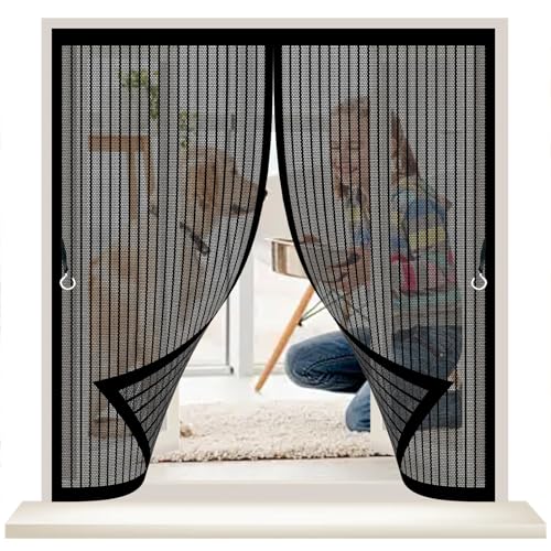 �Ԍ˃J�[�e�� �}�O�l�b�g 103 x 101 cm �Ԍˉ�悯�������ߊJ���o����y�X�x�����_�T�b�V�h�A�����t�ȒP�Ɏ����I�ɖ��É��d�l�h���ᒠ�J�[�e���p���֐Q��������x���_�L�`, �u���b�N