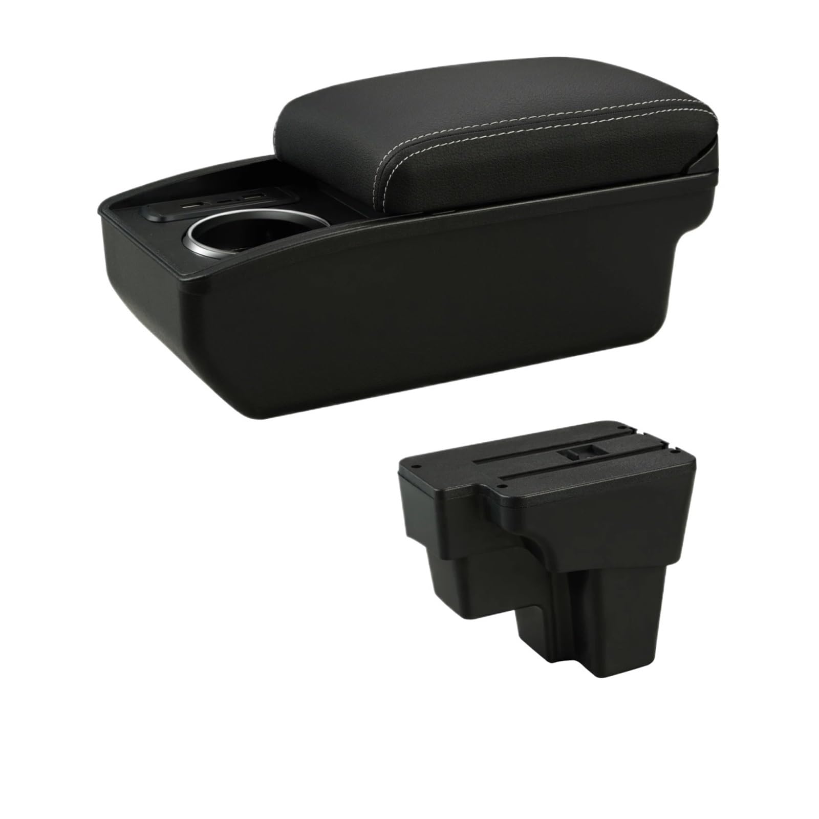 UMDJJU For KIA For RIO 2003-2007 Car Armrest Retrofit Part Storage Box Accessorie Car Centre Console Armrest Box(C3 White Line 6USB)