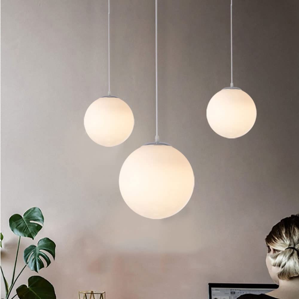 Lampada A Sospensione Industriale A Gabbia – Globo In Metallo Ferro – Diametro 20 Cm – Altezza Regolabile – Bianco - 3