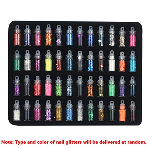 ERYUE 48 garrafas de lantejoulas 3D Nail Glitter Conjunto de flocos de glitter para unhas acrílico N
