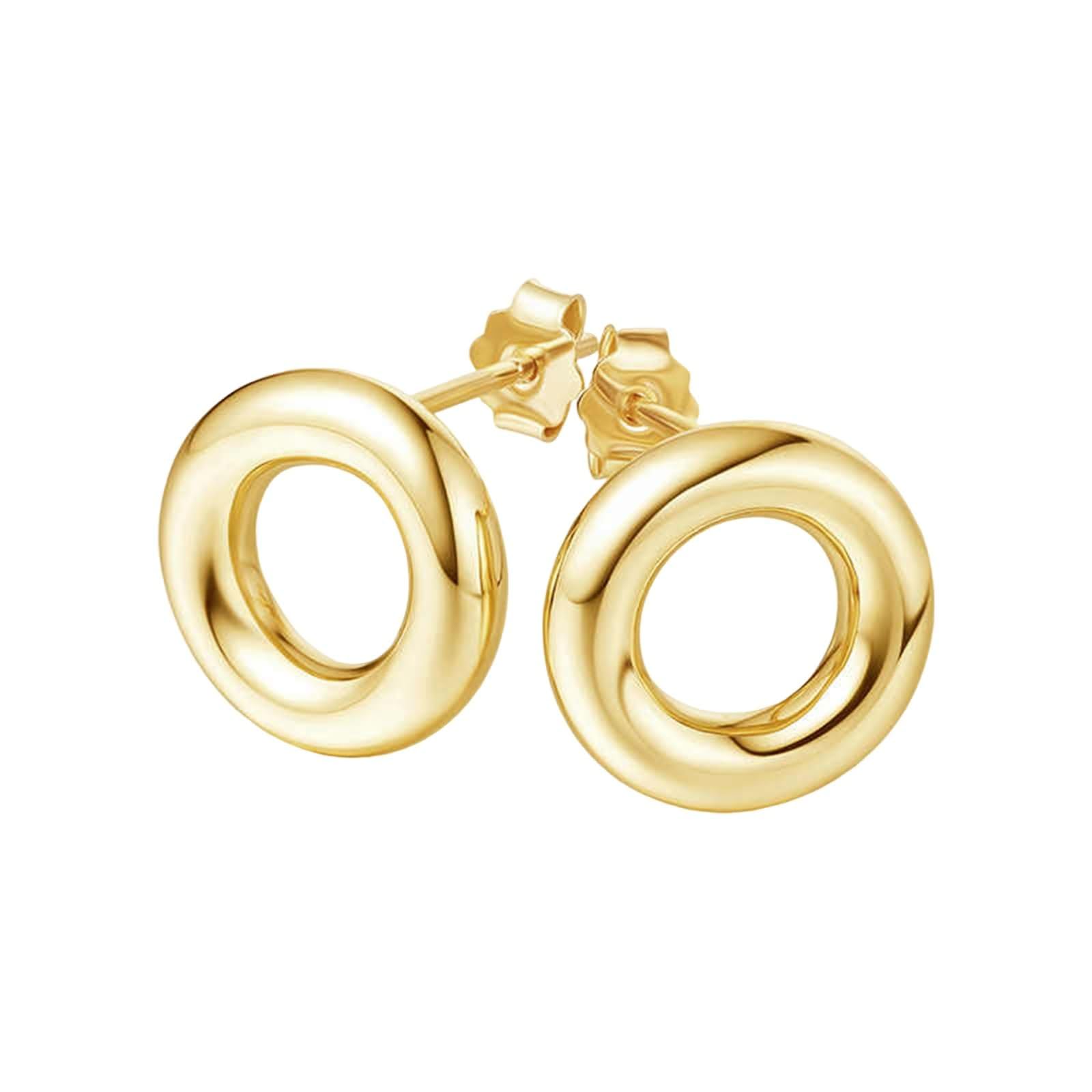 Ohrringe Hochzeit Gelbgold 375/585 / 750 für Damen, Rund, Frauen Ohrringe Gold Stecker
