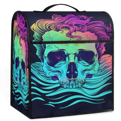 Coffee Maker Cover Neon Skull Kitchen Appliance Covers Small Appliance Covers Blender Cover Juicer Cover Dust Covers for Kitchen Appliances with Top Handle and Pockets,Washable,B17