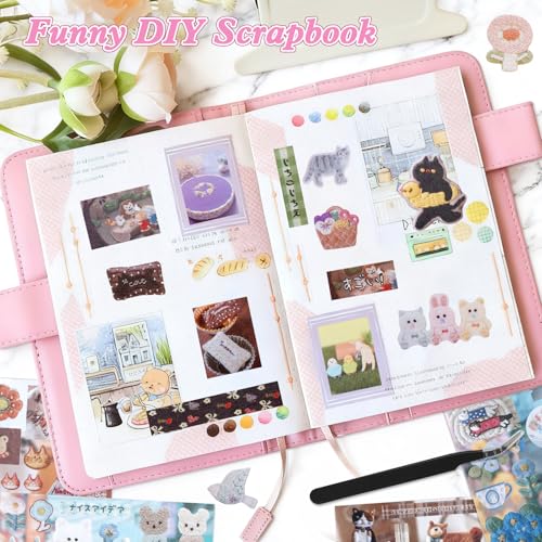 Image of 800Pcs Cute Scrapbook Stickers Travel Y2k Japanese Sticker Book for Adult Kawaii Korean Stickers for Journaling Heisei Retro Aesthetic Sticker Manga Style Decor for DIY Crafts Junk Journal Gifts Pink