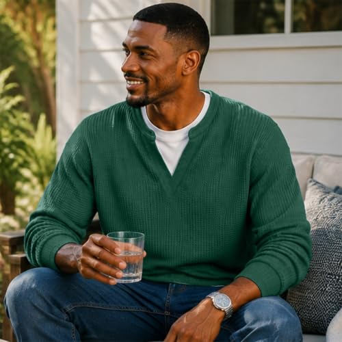 Waffle Long Sleeve Men Thermal Big And Tall Layered Comfort Waffle Tee - image 4