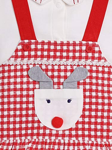 Image of Baby GO Cotton Baby Girls Frock Dress with Bow | Full Sleeve Casual Dress | Checked Winter Wear Princess Skirt Outfit for New Born Baby Girls