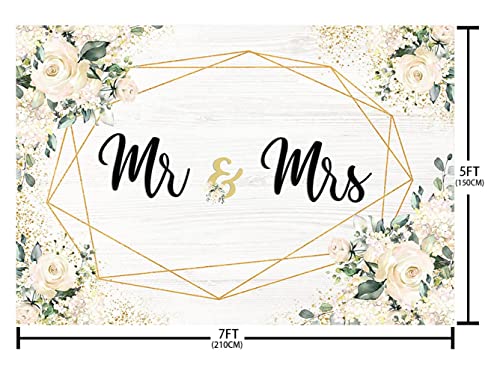 Sendy 7X5Ft Miss To Mrs Backdrop For Bridal Shower White Floral Bride Groom Engaged Ceremony Photography Background Wedding Anniversary Party Decorations Banner Photo Studio Props #TOP4
