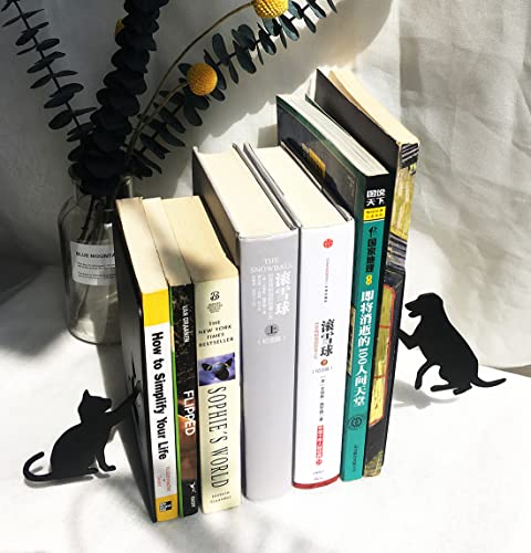 Metal Dog Cat Animal Cute Bookends, Black Book End Decorative, Book Ends For Shelves, Desktop Organizer Heavy Duty, Addorable… #TOP3