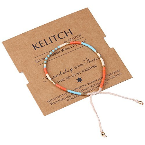 Image of KELITCH Boho Women Crystal Shell Beaded Friendship Bracelets Handmade Strand Bracelet Bangles Jewelry