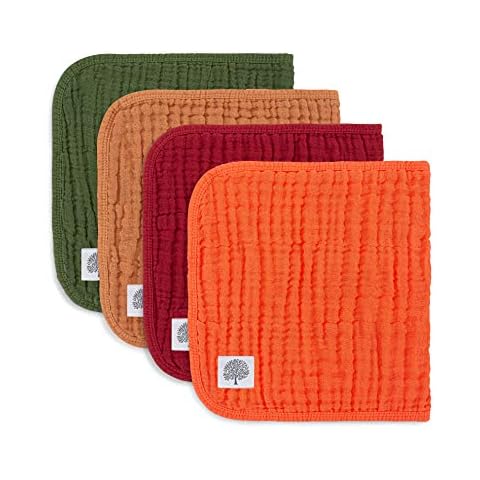 Parker Baby Muslin Burp Cloths | 100% Cotton Burping Clothes, Newborn Essential | Must-Have Baby Registry, Modern and Trendy Colors | 20"x11" Unisex Large Baby Burp Cloths, 4-Pack Estes Cover