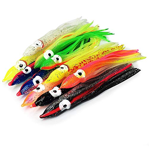 20 Esche Morbide Per Polpo E Calamaro – Gomma Luminosa Per Pesca In Mare, 6 Cm, Colori Assortiti