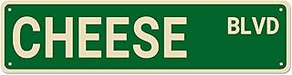 Metal Tin Sign CHEESE BLVD Funny Vintage Sign Retro Metal Signs for Bedroom Kitchen Garden Wall Bar Club Coffee Home Decor 4x16 Inch