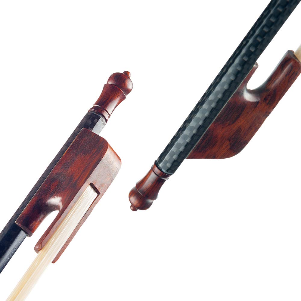Benkeg 4/4 violín Arco de violín Estilo Barroco Chapa de Fibra de Carbono Palo Redondo ébano Crin Blanca Bien equilibrada