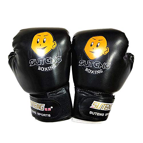 Dasuy Boxing Gloves for Kids Children Junior Training Boxing Gloves Youth Punching Bag Kickboxing Muay Thai Gloves (Black, 1 Pair)