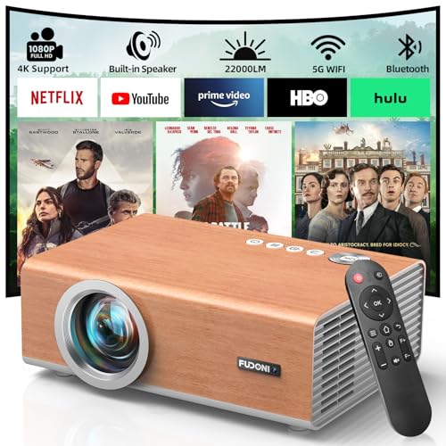 Image of [Electric Focus / High Brightness] Projector with WiFi and Bluetooth, Highlight Native 1080P Outdoor Movie Projector, FUDONI Home Theater Auto 6D Keystone, 300"Screen for USB/HDMI/iOS/Android/TV Stick