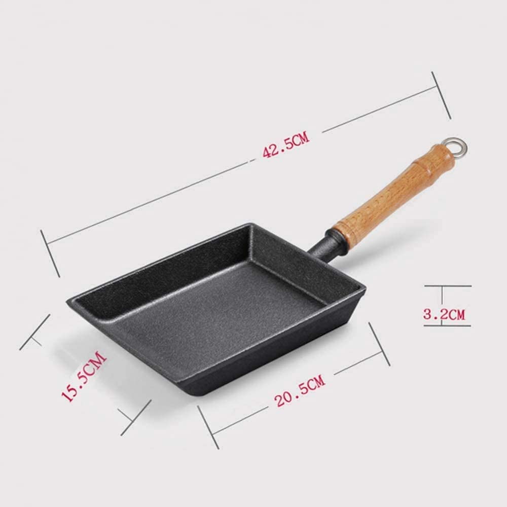Patelnia Do Omletów, Mini Patelnia Żeliwna, Prostokątna, Japońska, Z Drewnianym Uchwytem, Niepowlekana, Do Szybkiego Śniadania, Tamagoyaki Wok
