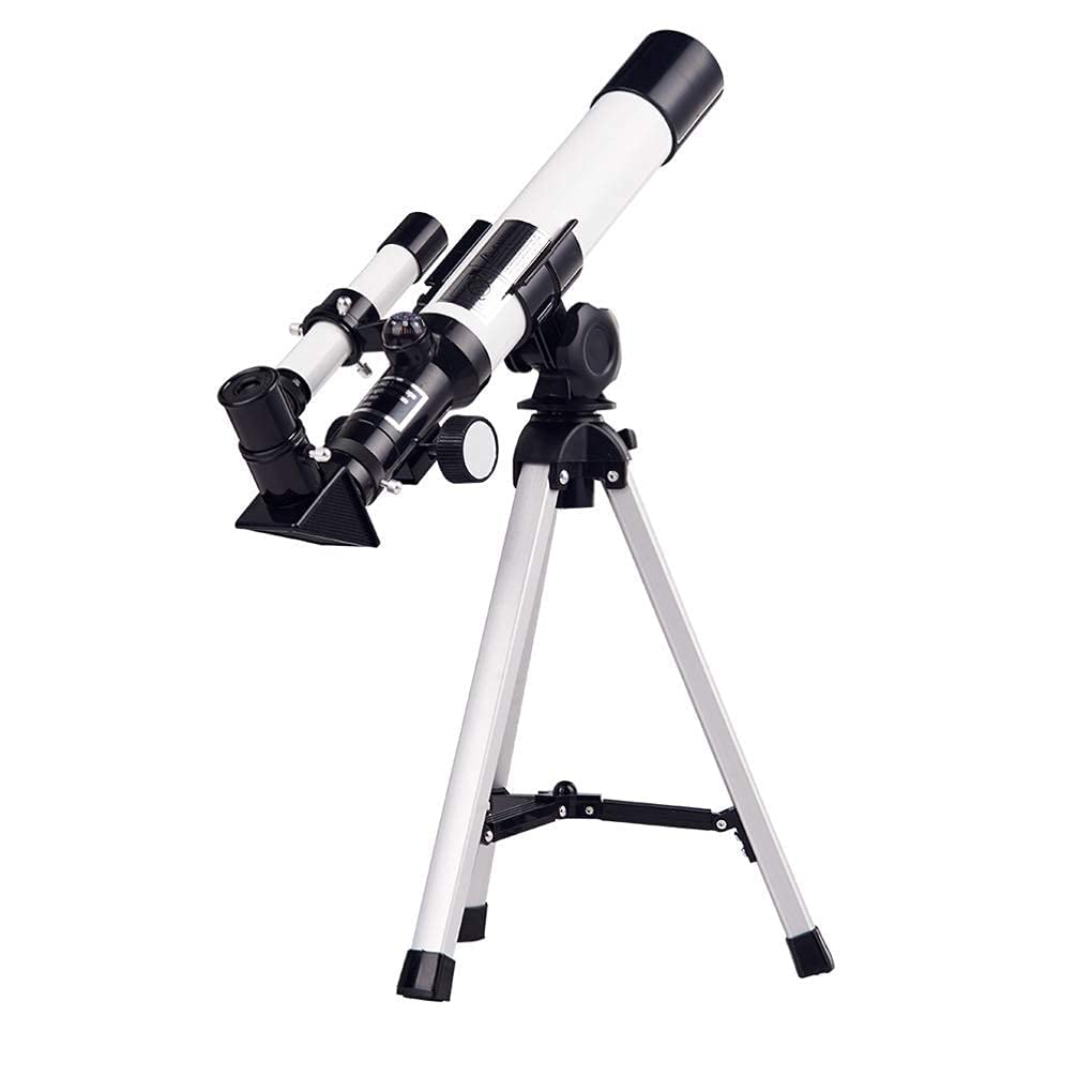 Telescopio para Principiantes para astronomía, Refractor de Apertura de 40 mm, monocular de Cielo de Vidrio Totalmente Recubierto, monoscopio para niños, telescopio Espacial Compacto, Blanco