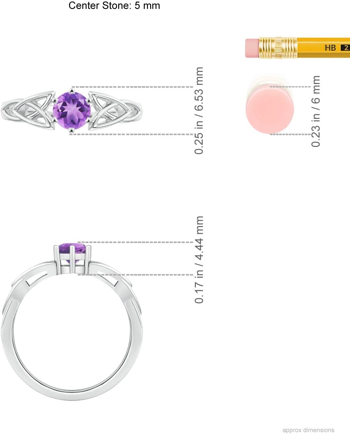 Angara Round Amethyst Celtic Knot Ring in Sterling Silver/14K Solid Gold/Platinum | Natural Amethyst Solitaire Ring for Women | February Birthday, Anniversary, Purple Gemstone Jewelry Gift