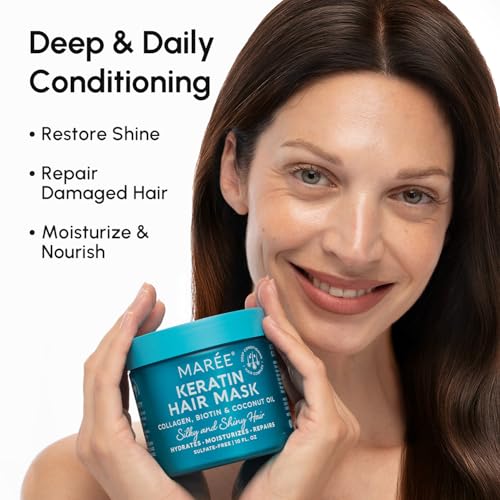 MAREE Deep Conditioning Hair Mask for Damaged Hair Treatment - Keratin Hair Care for Hydrating Growth Repair Moisturizing - Dry Curly Color Treated Frizzy - Tratamiento Mascarilla Para el Cabello Seco - Image 2