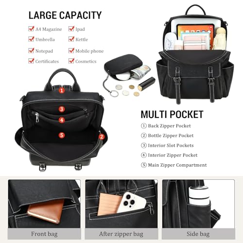 Image of AGLOD Backpack Purse for Women PU Leather Back Packs Designer Ladies Shoulder Bag Fashion Faux Work Travel Handbags
