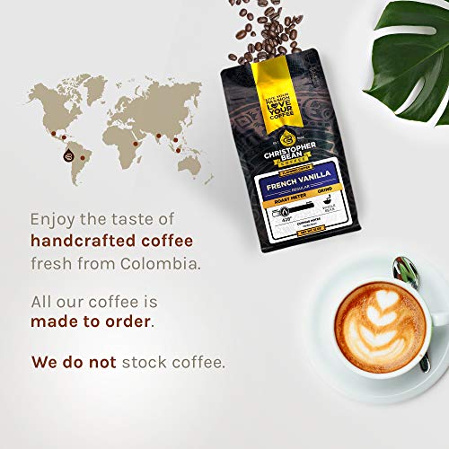 Christopher Bean Coffee - French Vanilla Flavored Coffee, (Regular Whole Bean) 100% Arabica, No Sugar, No Fats, Made With Non-Gmo Flavorings, 12-Ounce Bag Of Regular Whole Bean Coffee #TOP3