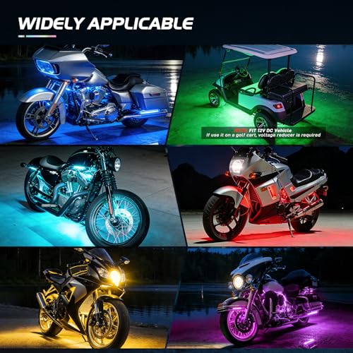 Image of Nilight 18PCS Motorcycle RGB LED Light Kits with RF Wireless Remote | Multi Color Atmosphere Neon Accent Lights Lamp Waterproof for Harley Davidson Honda Kawasaki Yamaha Suzuki