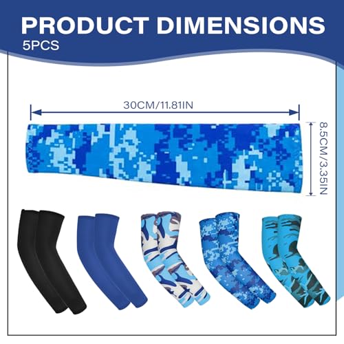 5 Pairs Kids Arm Sleeves with Different Colors UV Sun Protection Cooling Arm Compression Sleeves Summer Cover for Aged 4-7 Kids for Activities sleeve baseball 7
