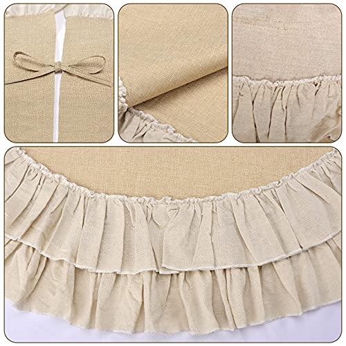 Ivarunner Burlap Christmas Tree Skirt,48 Inch Large Beige Rustic Tree Skirt,Fall Xmas Jute Tree Mat With 2 Layers Ruffle For Christmas Tree Farmhouse Party Ornaments Christmas Decorations #TOP4
