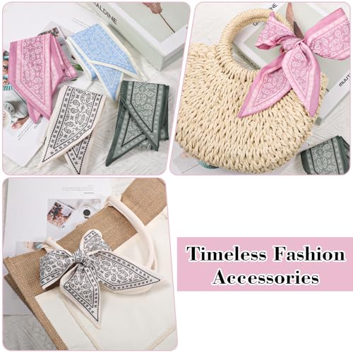 Scarf Bags for Women 4Pcs Elegant Handbag Scarfs Band Hair Neck Scarves Multifunctional Boho Scarves Headbands Satin Narrow Scarf for Bag Hair Accessories Gifts3