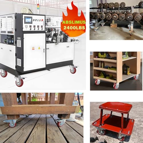 4 inch Casters Load 2400lbs -Includes 2 Sets of Adaptive Screws -Lockable Bearing Plate Heavy Duty Caster with Brakes, 360-degree Swivel for Furniture and Workbench Cart, Set of 4