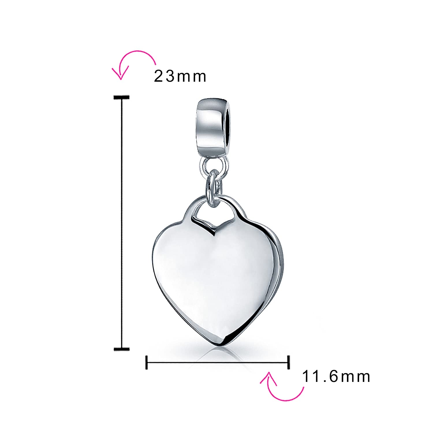 Bling Jewelry Personalizzato Alfabeto Iniziale A-Z Monogramma Cuore Forma Tag Dangle Charm Bead Per Le Donne Fidanzata .925 Sterling Silver Si Adatta Bracciale Europeo
