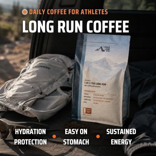 Image of Long Run Coffee - Daily Coffee for Athletes with Essential Electrolytes & L-Theanine - Hydration Protection + Easy on Stomach + Natural, Sustained Energy + Recovery for Runners and Athletes [Freshly Ground, Medium Roast]